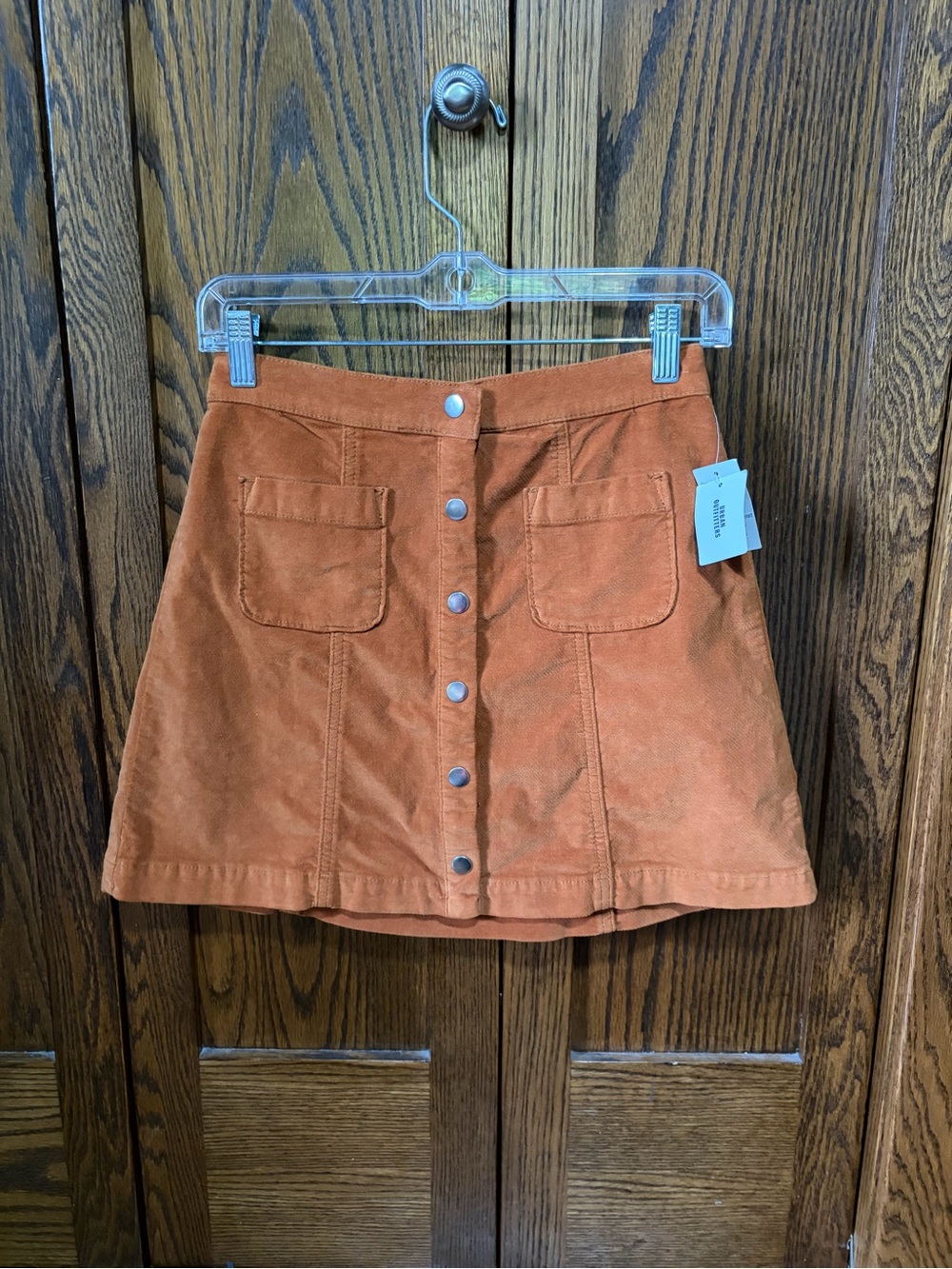 Urban Outfitters Rust Button-Front Suede Mini Skirt